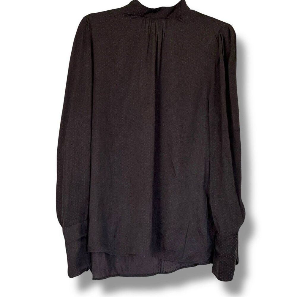 H&M Women’s Long Sleeve Lightweight High Neck Black Dotted Blouse 14